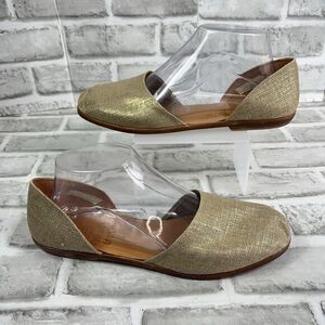 UNISA Women's Size 8.5 Gold Canvas D'Orsay Leather Sole Comfort Shoe